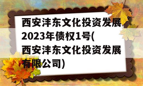 西安沣东文化投资发展2023年债权1号(西安沣东文化投资发展有限公司)