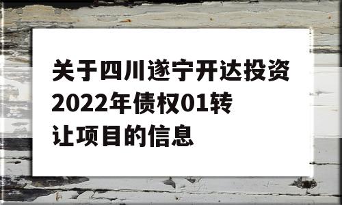 关于四川遂宁开达投资2022年债权01转让项目的信息