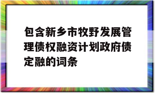 包含新乡市牧野发展管理债权融资计划政府债定融的词条