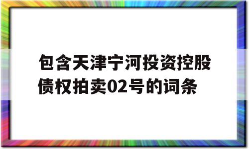 包含天津宁河投资控股债权拍卖02号的词条