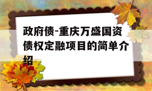 政府债-重庆万盛国资债权定融项目的简单介绍