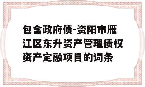 包含政府债-资阳市雁江区东升资产管理债权资产定融项目的词条