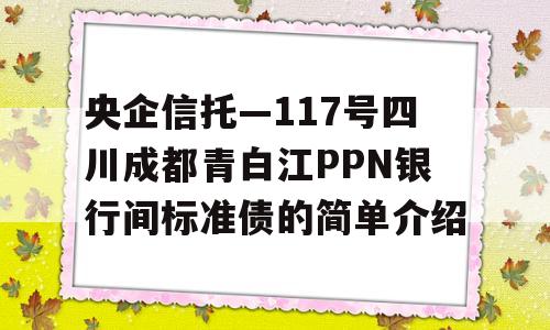 央企信托—117号四川成都青白江PPN银行间标准债的简单介绍