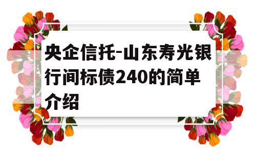 央企信托-山东寿光银行间标债240的简单介绍