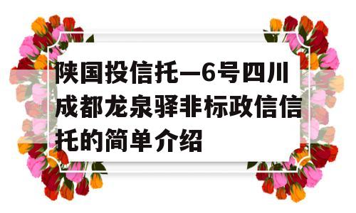 陕国投信托—6号四川成都龙泉驿非标政信信托的简单介绍