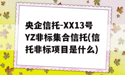 央企信托-XX13号YZ非标集合信托(信托非标项目是什么)