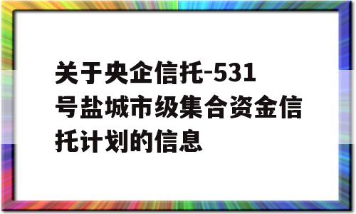 关于央企信托-531号盐城市级集合资金信托计划的信息