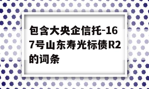 包含大央企信托-167号山东寿光标债R2的词条