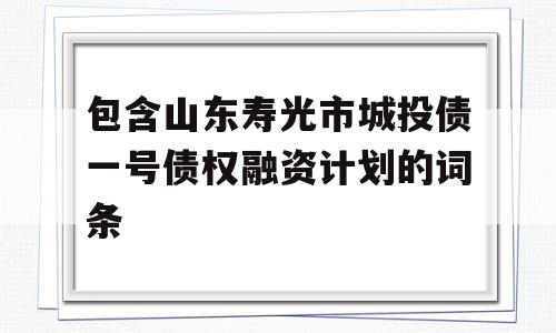 包含山东寿光市城投债一号债权融资计划的词条