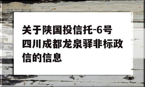 关于陕国投信托-6号四川成都龙泉驿非标政信的信息