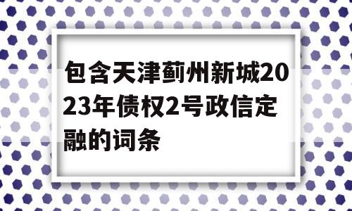 包含天津蓟州新城2023年债权2号政信定融的词条