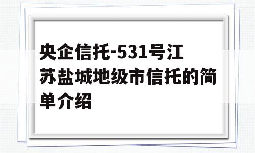 央企信托-531号江苏盐城地级市信托的简单介绍