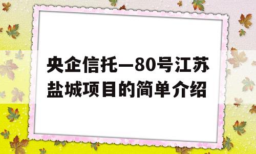 央企信托—80号江苏盐城项目的简单介绍