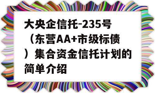 大央企信托-235号（东营AA+市级标债）集合资金信托计划的简单介绍