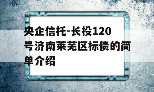 央企信托-长投120号济南莱芜区标债的简单介绍