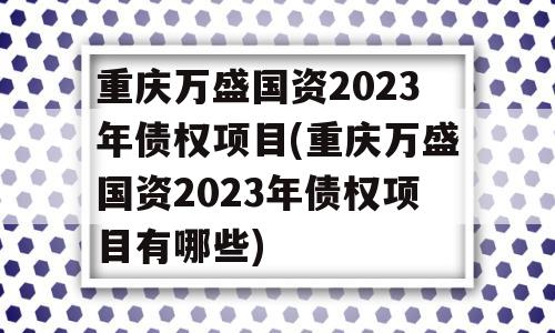 重庆万盛国资2023年债权项目(重庆万盛国资2023年债权项目有哪些)