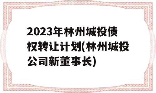 2023年林州城投债权转让计划(林州城投公司新董事长)