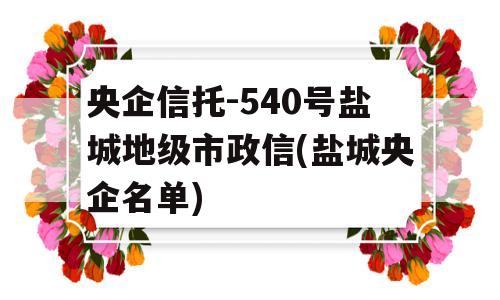 央企信托-540号盐城地级市政信(盐城央企名单)