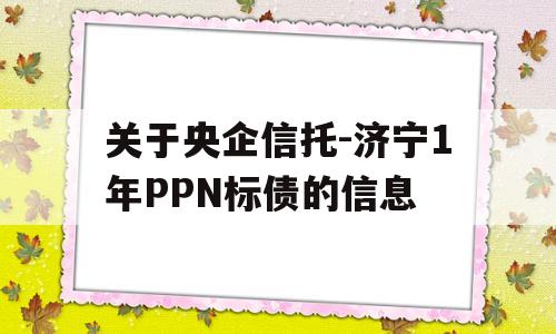 关于央企信托-济宁1年PPN标债的信息