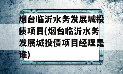 烟台临沂水务发展城投债项目(烟台临沂水务发展城投债项目经理是谁)