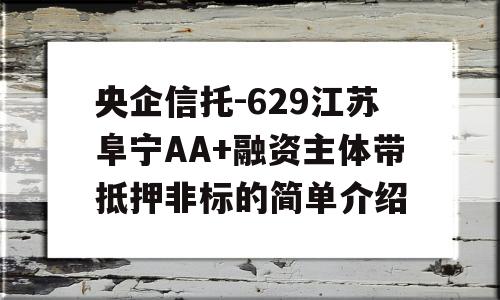 央企信托-629江苏阜宁AA+融资主体带抵押非标的简单介绍