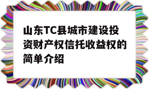 山东TC县城市建设投资财产权信托收益权的简单介绍