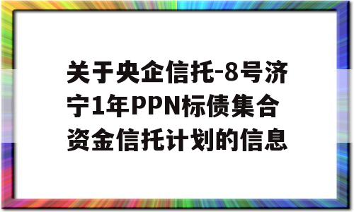 关于央企信托-8号济宁1年PPN标债集合资金信托计划的信息