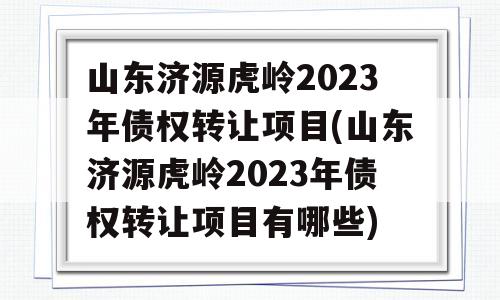 山东济源虎岭2023年债权转让项目(山东济源虎岭2023年债权转让项目有哪些)