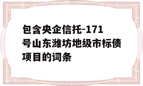 包含央企信托-171号山东潍坊地级市标债项目的词条