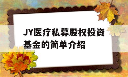 JY医疗私募股权投资基金的简单介绍