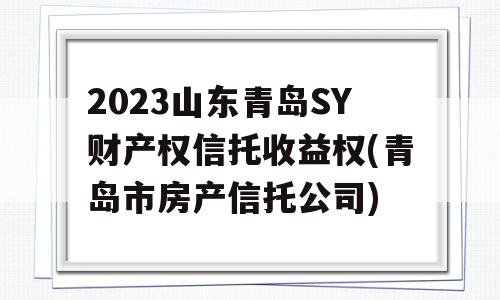 2023山东青岛SY财产权信托收益权(青岛市房产信托公司)