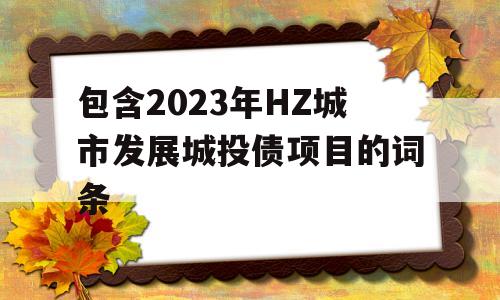 包含2023年HZ城市发展城投债项目的词条