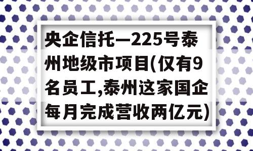 央企信托—225号泰州地级市项目(仅有9名员工,泰州这家国企每月完成营收两亿元)