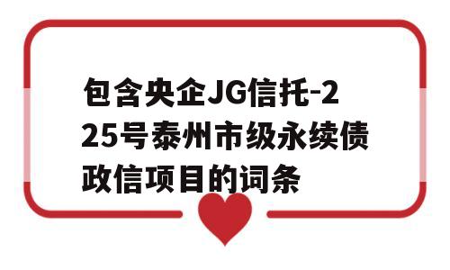 包含央企JG信托-225号泰州市级永续债政信项目的词条