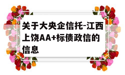 关于大央企信托-江西上饶AA+标债政信的信息