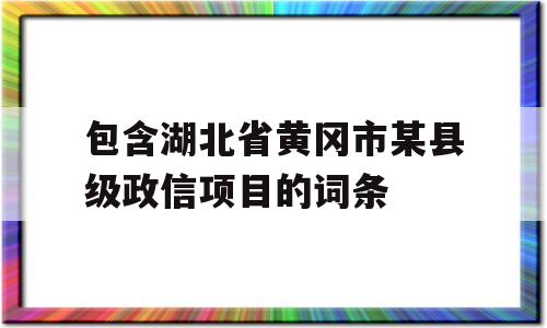 包含湖北省黄冈市某县级政信项目的词条