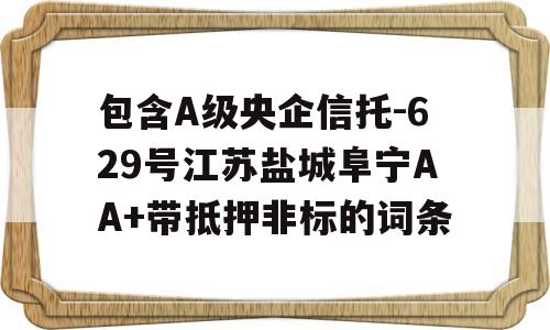 包含A级央企信托-629号江苏盐城阜宁AA+带抵押非标的词条