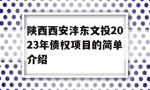 陕西西安沣东文投2023年债权项目的简单介绍