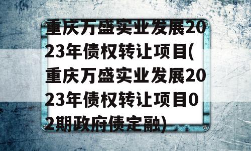 重庆万盛实业发展2023年债权转让项目(重庆万盛实业发展2023年债权转让项目02期政府债定融)