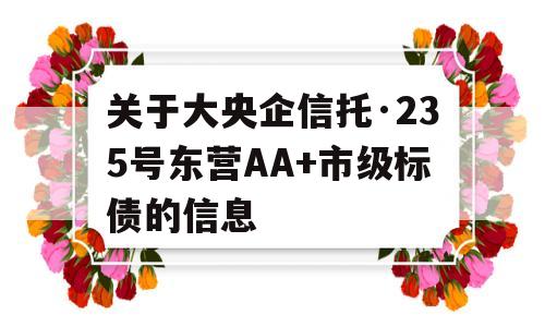 关于大央企信托·235号东营AA+市级标债的信息