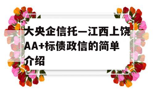 大央企信托—江西上饶AA+标债政信的简单介绍