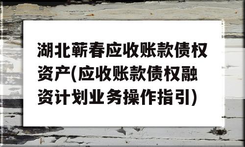 湖北蕲春应收账款债权资产(应收账款债权融资计划业务操作指引)