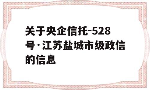 关于央企信托-528号·江苏盐城市级政信的信息