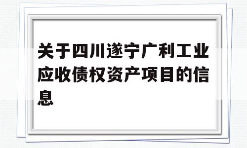 关于四川遂宁广利工业应收债权资产项目的信息