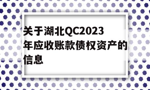 关于湖北QC2023年应收账款债权资产的信息