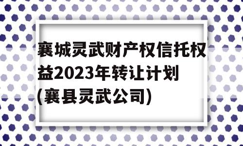 襄城灵武财产权信托权益2023年转让计划(襄县灵武公司)