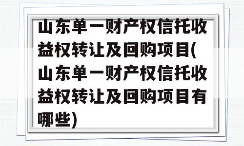 山东单一财产权信托收益权转让及回购项目(山东单一财产权信托收益权转让及回购项目有哪些)