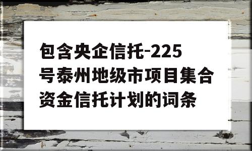 包含央企信托-225号泰州地级市项目集合资金信托计划的词条