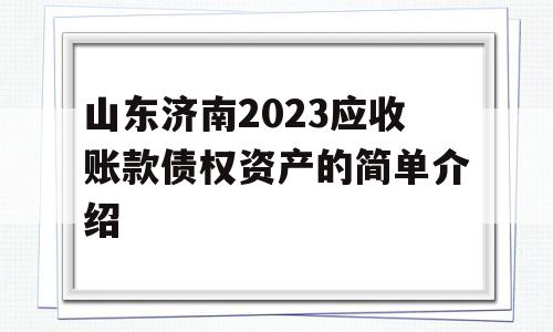 山东济南2023应收账款债权资产的简单介绍