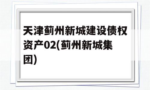 天津蓟州新城建设债权资产02(蓟州新城集团)